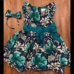 special occasion holiday Christmas dress size 5 worn once w/ matching headband